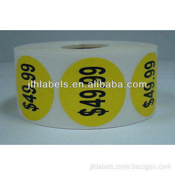 Round YELLOW Pricing Labels Stickers